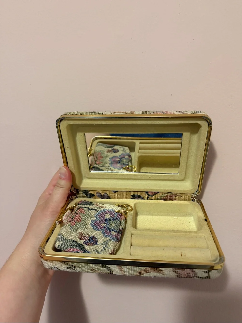 Vintage Floral Tapestry Jewelry Case